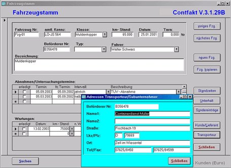 Contfakt® - Stammdatenverwaltung > Fahrzeugstamm
