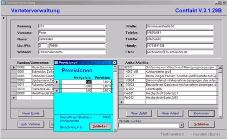Contfakt® - Auftragsbearbeitung > Provisionsverwaltung
