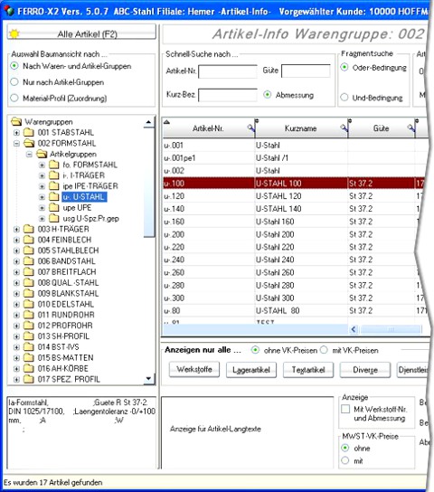 FERRO-X2 - Verkaufservice - Artikelsuche